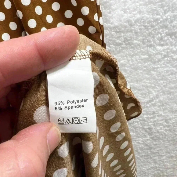 Anna Kaci California1XL Boho Midi Halter Dress Brown Asym polka dot Western NWT - Picture 15 of 16